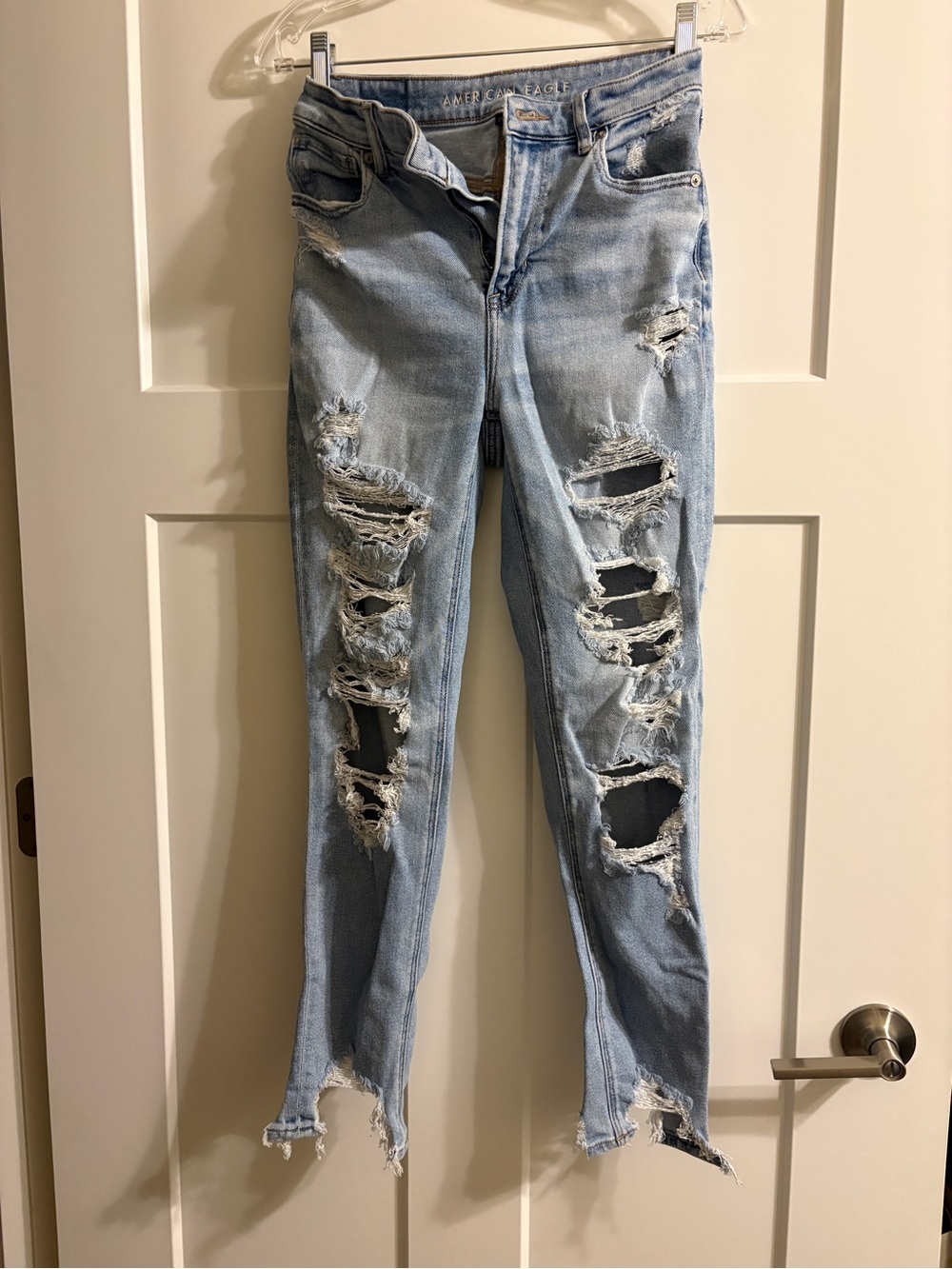 American Eagle Outfitters Light Blue Ripped Skinny Jeans